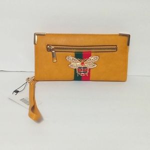 Queen Bee stripe embossed wallet